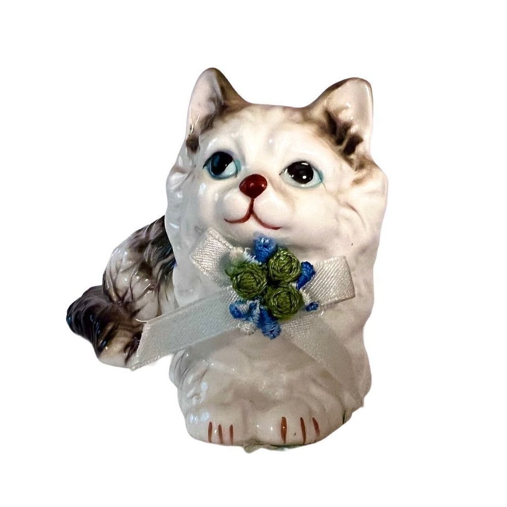 Vintage White Ceramic Cat, Kitschy Cat Decor, Vintage Cat Decor, Cat Lover Gift